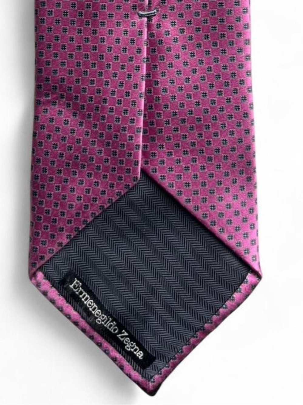 Ermenegildo Zegna Pink Silk Tie Geometric Designer Luxury Menswear - Picture 3 of 5